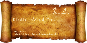 Kleth Lóránt névjegykártya